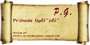 Prihoda Győző névjegykártya